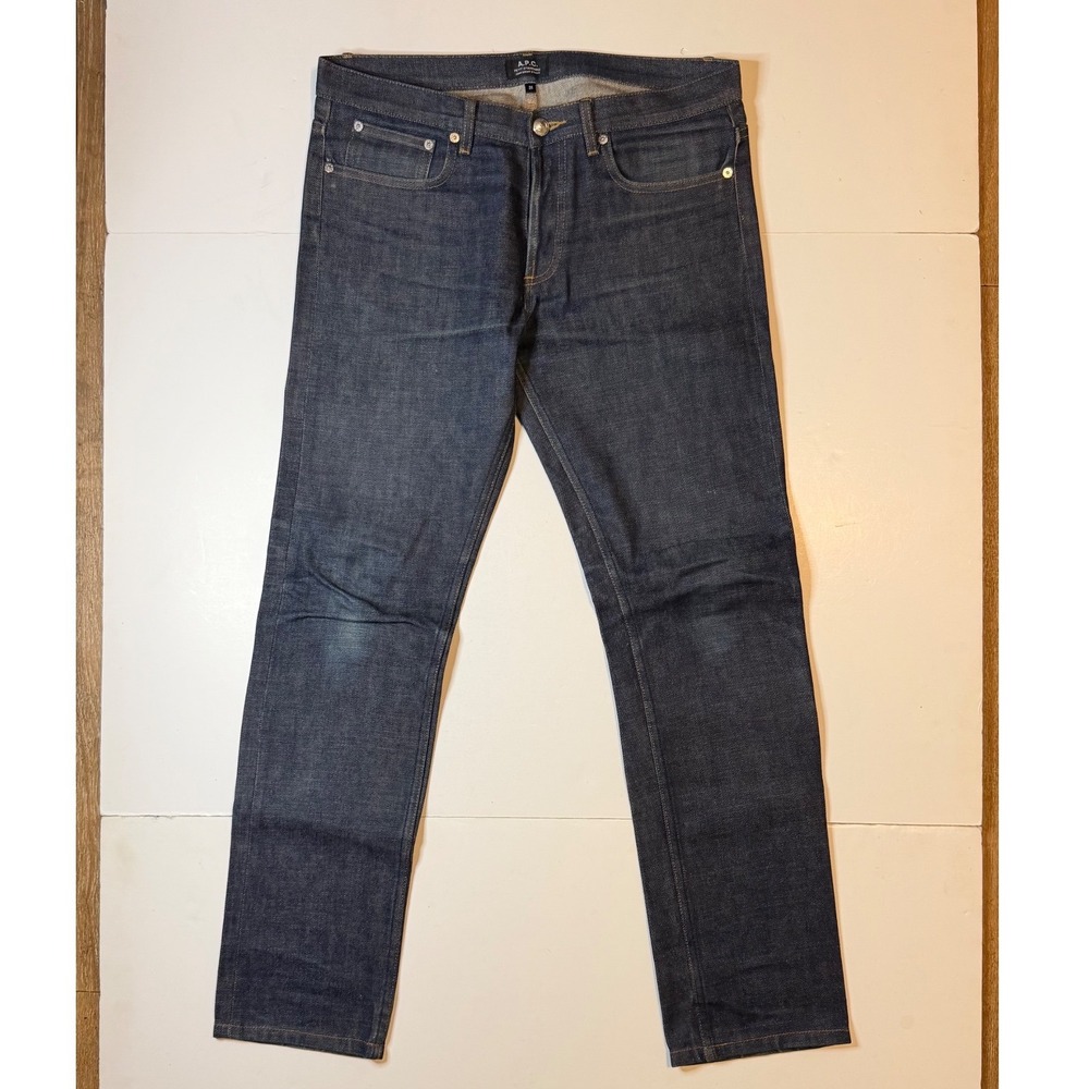 APC Petit Standard Jeans Mens 31 Dark Indigo Raw Denim Slim Straight Leg Pants